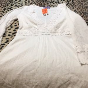 White linen knee length dress